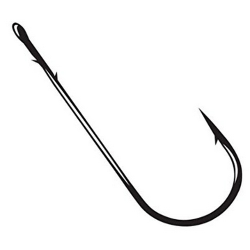 Worm Hook, Straight Shank Round Bend – NS Black – (484)