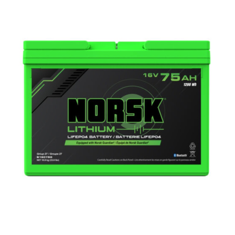 16V 75AH LiFePO4 Lithium Deep Cycle Battery  Norsk Lithium