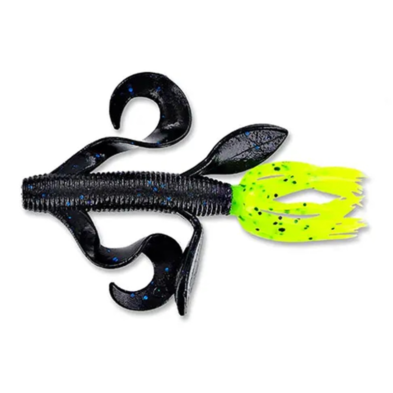 Yamamoto 4″ Kreature 4″ (7pk) Black & Blue Flake Body/156 Tail
