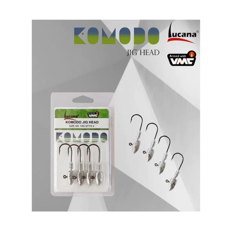 Lucana Komodo Jigheads | 10 Gm – 17 Gm | Size: 4/0 – 5/0 | 4 Pcs Per Pack 10 Gm 4/0