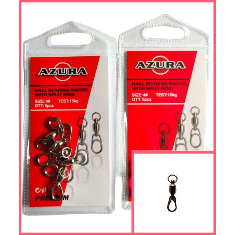 10pcs (2pks) Ball Bearing Swivel with Split Ring Size 4# 5# 6# 15-45kg 4#