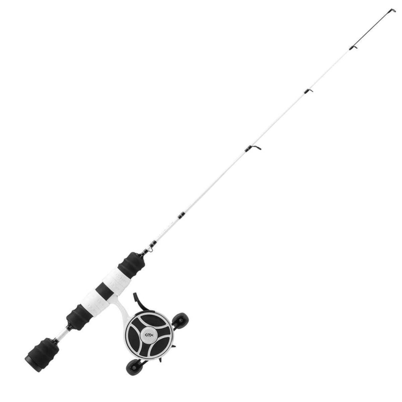13 Fishing Freefall Ghost/Fate V3 Ice Fishing Rod and Reel Combo – Black/White V3IFF 27L TS LH