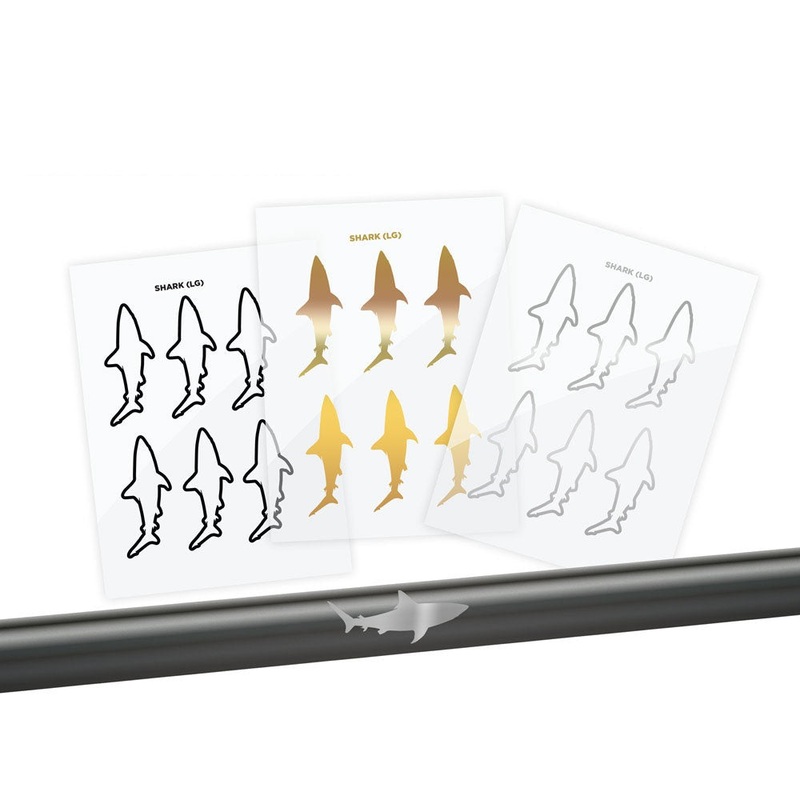 Shark Silhouette Rod Decals – Peel & Stick Solid Small Gold